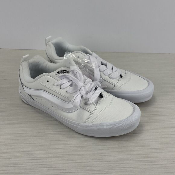 Vans Knu Skool White Leather Skate Shoes W/ Extra Laces Size 10 NEW - Picture 1 of 9